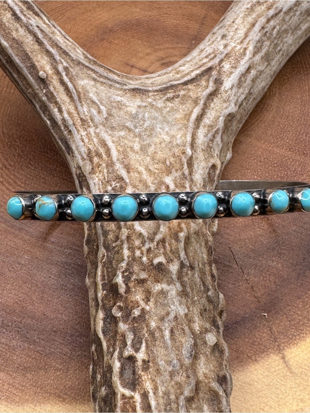 Authentic Turquoise Bead Sterling Silver Women's Bracelet